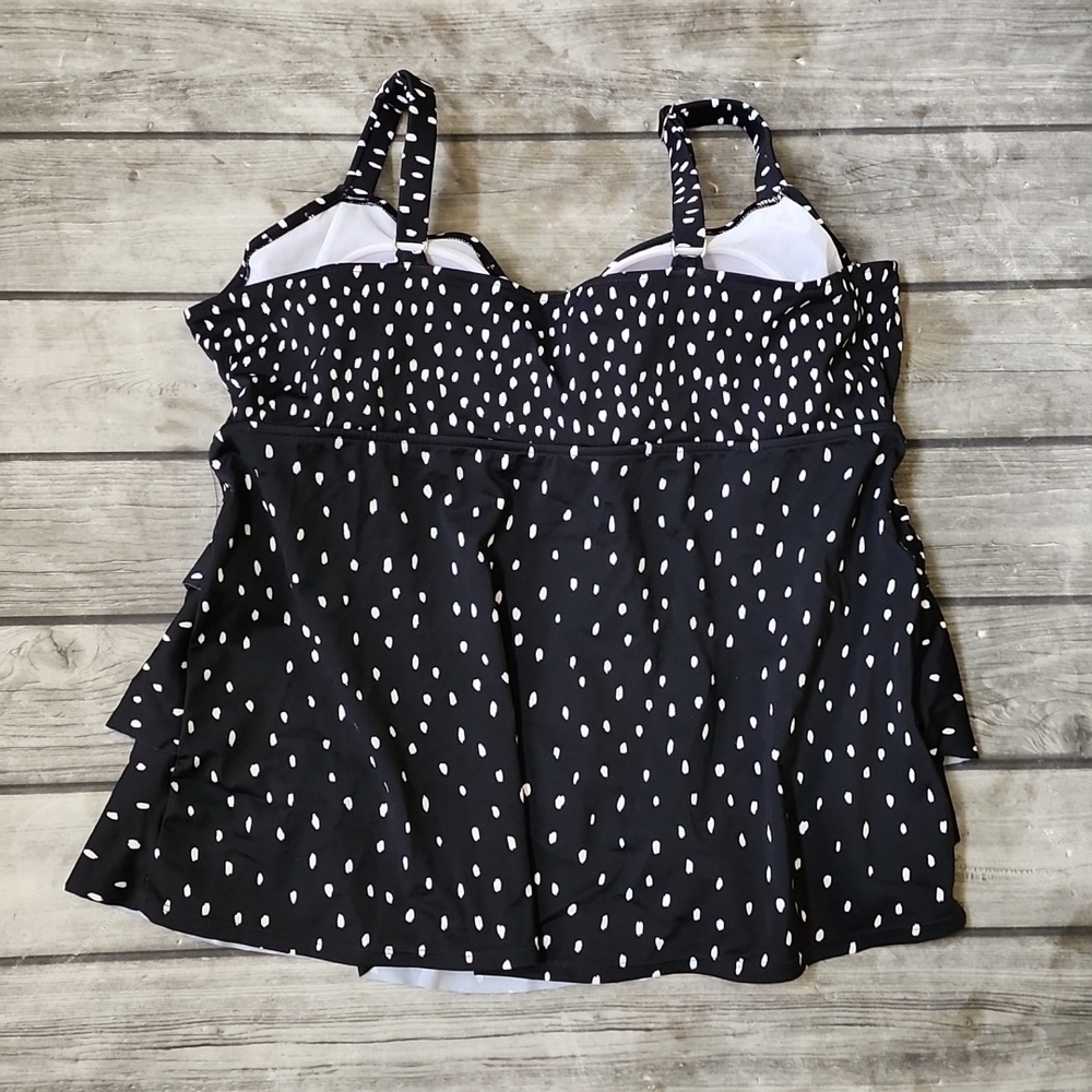 Women's Polka Dot Tiered Flowy Tankini Top Sz 24W - Picture 4 of 5
